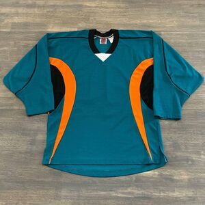 Vintage Y2K Kamazu V-Neck Long Sleeve Hockey Jersey #19 Boxy Fit Mens Size Small